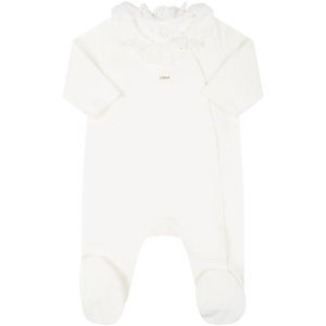 Chloe Logo White Ruffle Babygrow Footie 18 mo